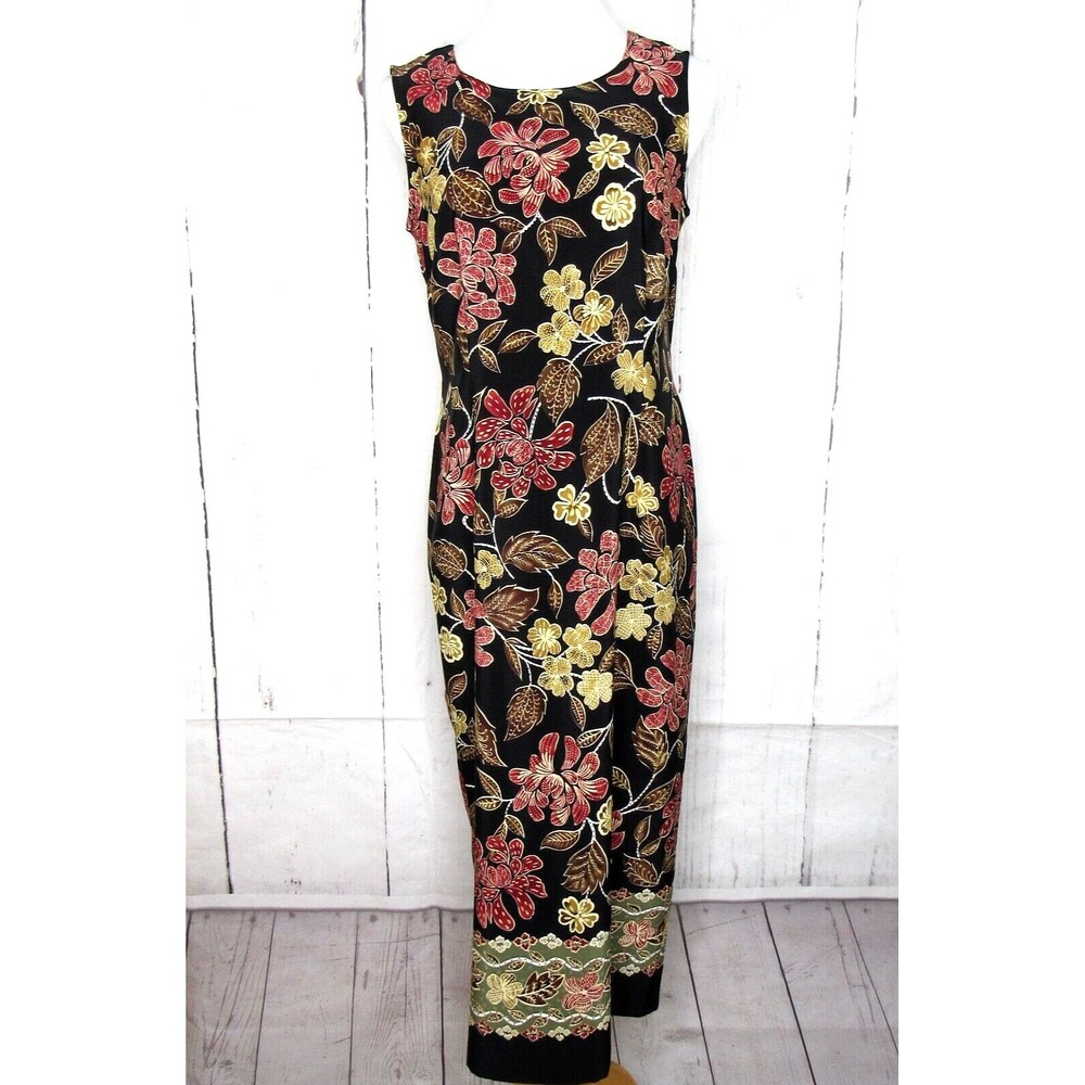 Vtg. M.H.M. Melissa Harper Sleeveless Maxi Dress Zip Multicolor Floral Size M